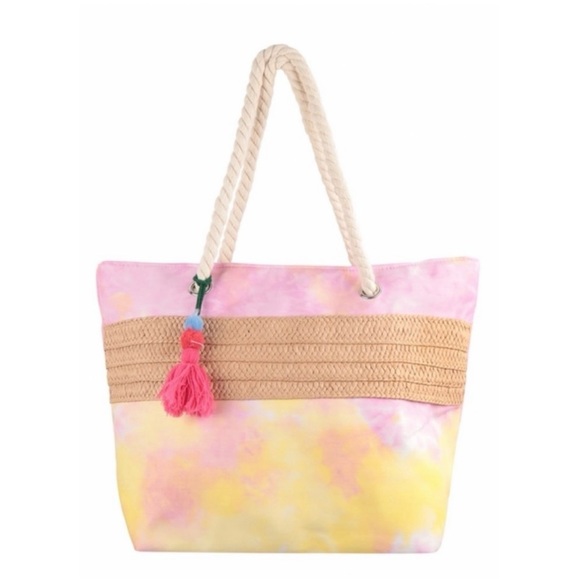 Private Label Handbags - NWT Pink, Yellow And White Tie Dye Tote